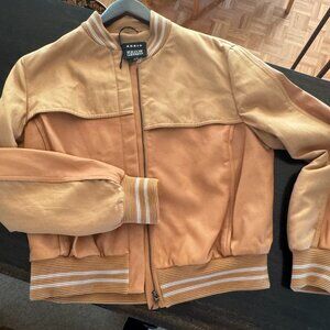 Akris Sz 10 Bergdorf Goodman Lamb Nappa Leather Bomber Jacket Tan / Camel NEW